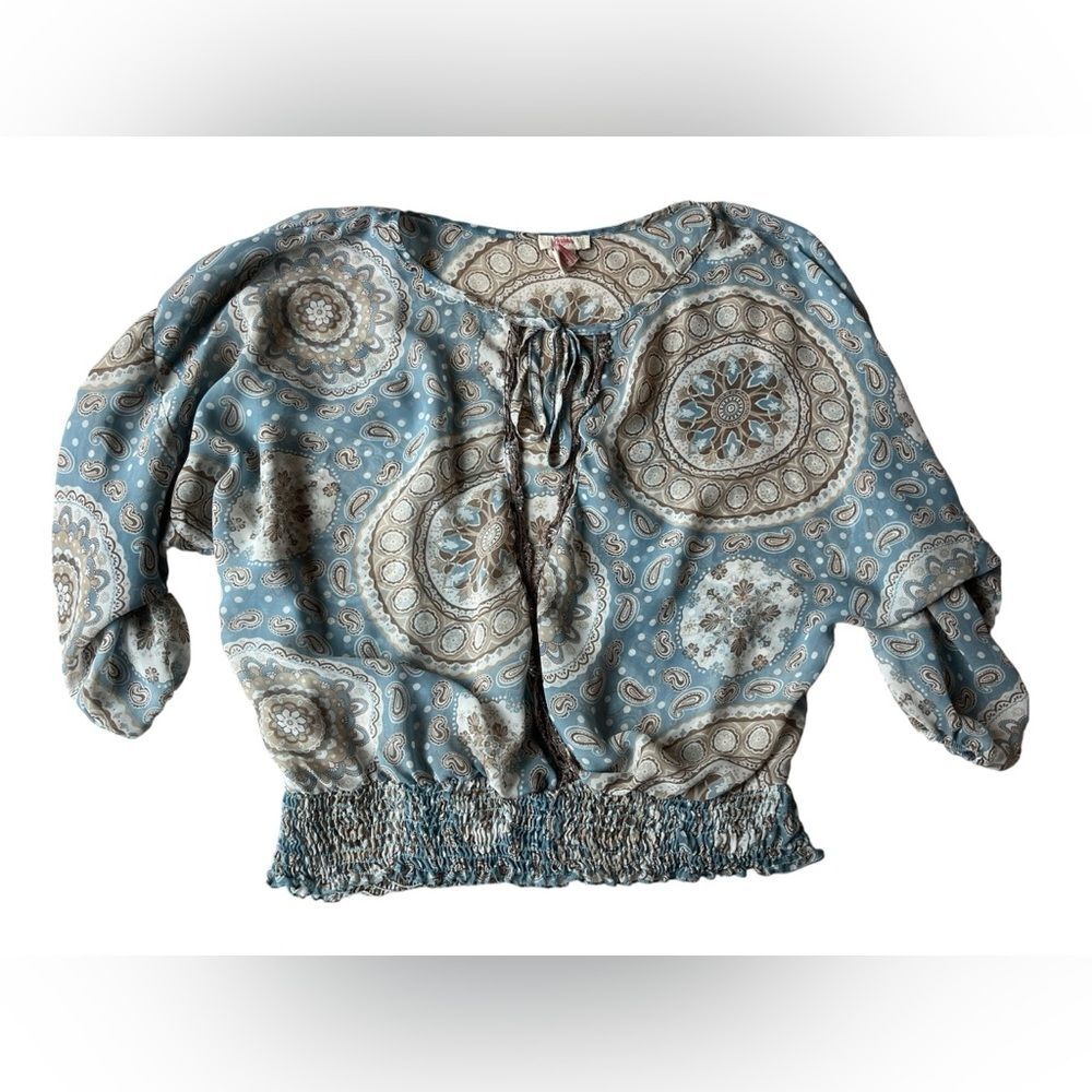 Vintage Y2K Candies Blue Sheer Paisley Top Women Medium